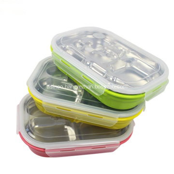 Rectangle Stainless Steel And Plastic Multilayered Lunch Box